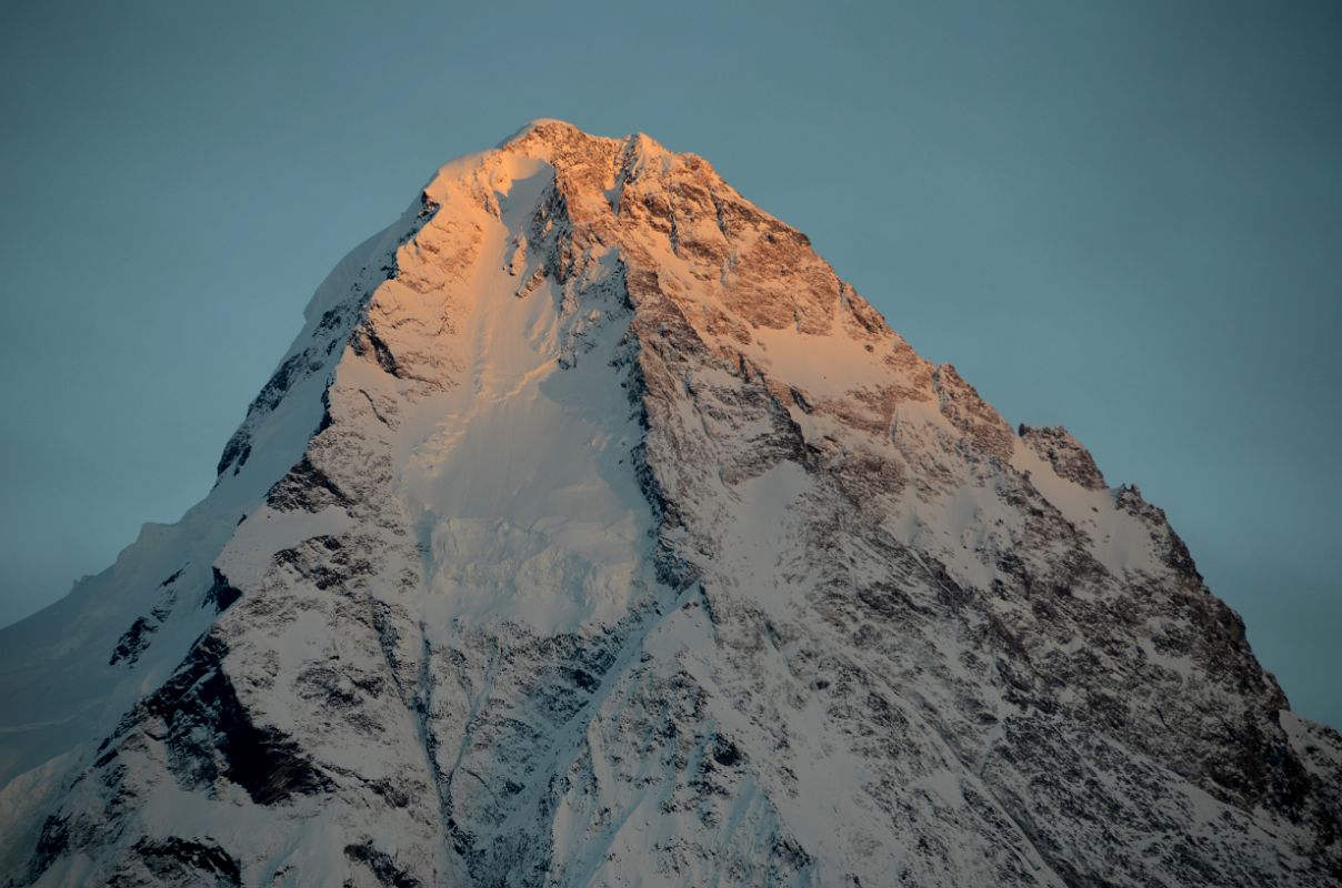 21 Final Rays Of Sunset Creep Up K2 North Face Close Up From K2 North Face Intermediate Base Camp